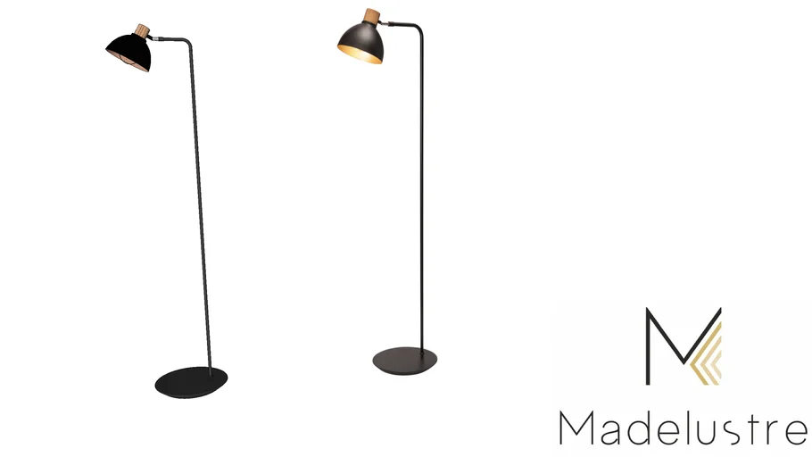 LUMINÁRIA DE CHÃO PISO VIENA 165XØ20CM METAL E MADEIRA CASTANHO, PRETO E COBRE - MADELUSTRE 3094