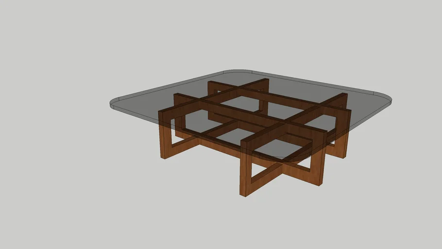 Center Table -  Glass over  wood base