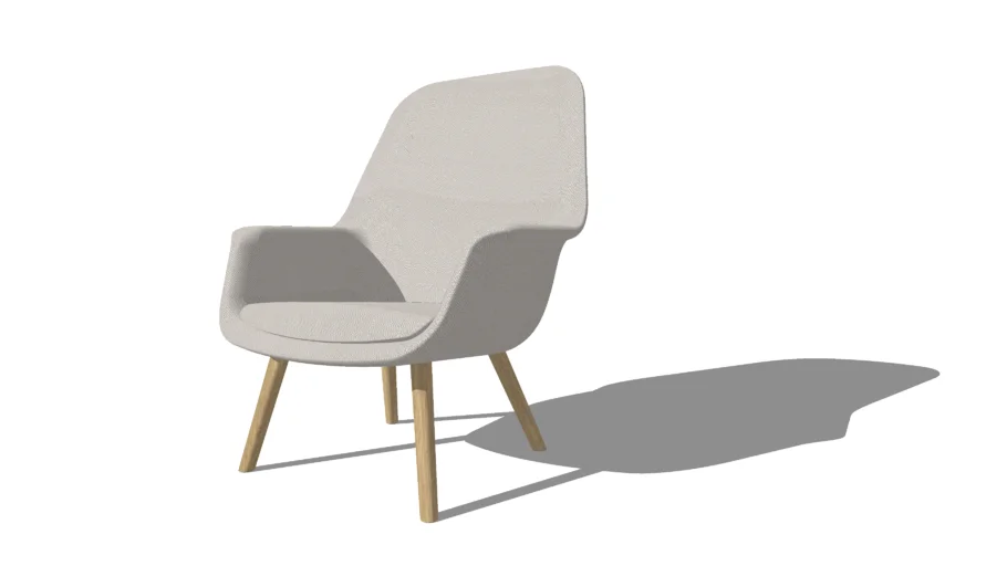 Smile Lounge chair, high back with wood leg