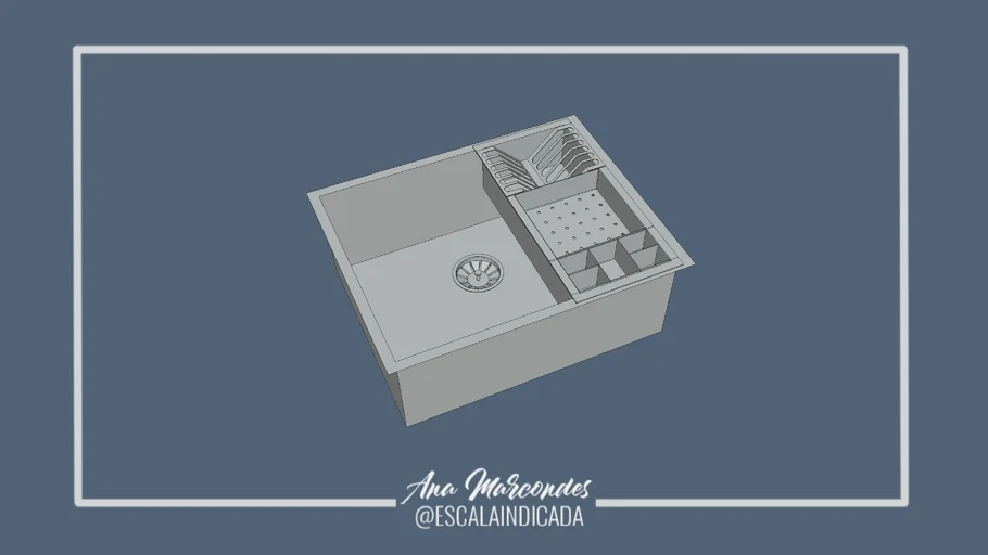 CUBA DE INOX QUADRADA COM CALHA UMIDA