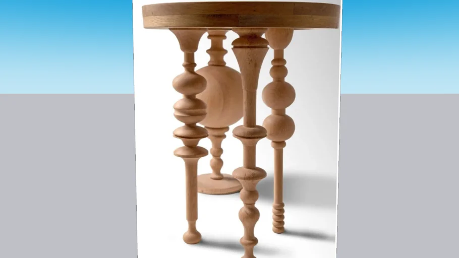 wooden side table with totem legs