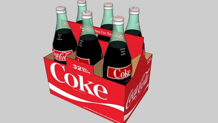 1970's 32 Oz. Coca Cola bottles 6 pack