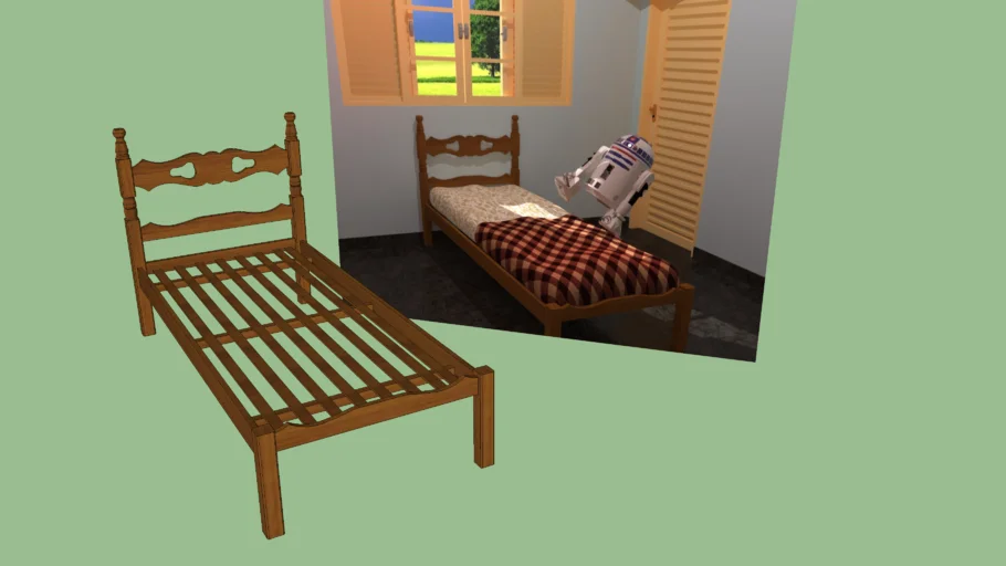 Cama de solteiro (madeira)