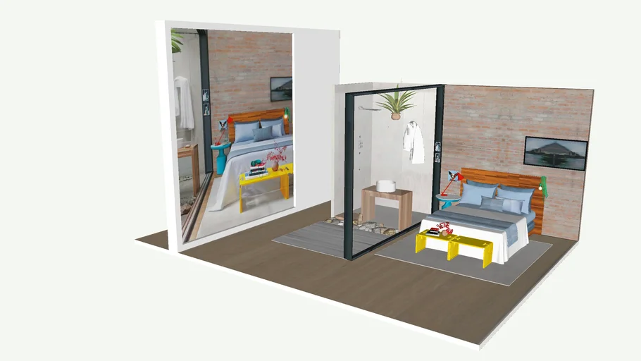 Modern Colorful Bedroom - Habitacion Moderna Colores