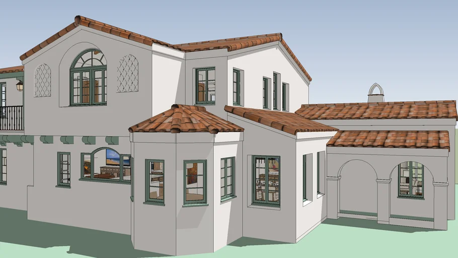 Spanish Colonial Revival 2 Story:  Interiors furnished