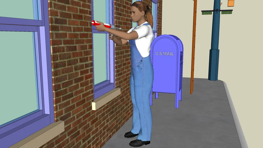 Working Lady Caulking Window