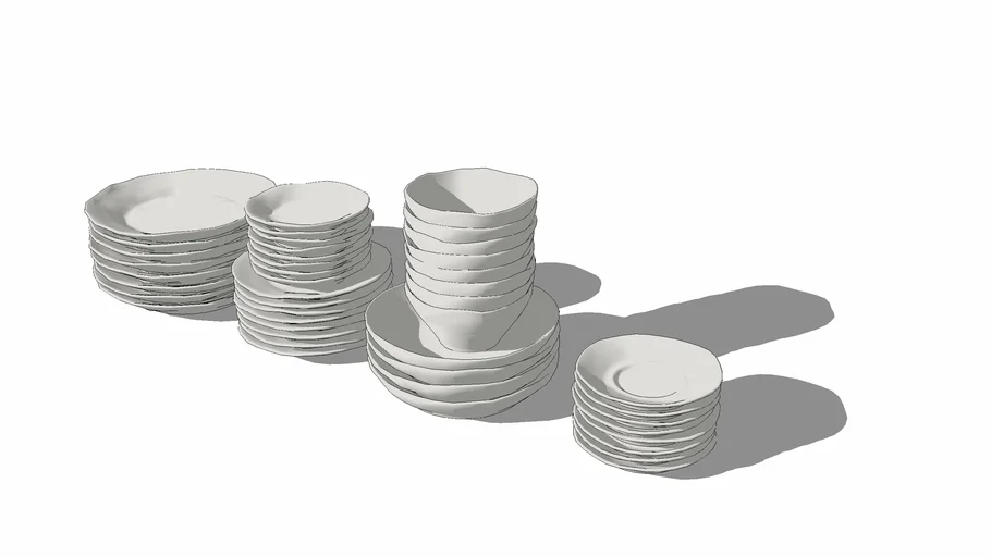 Pratos e xicaras brancas