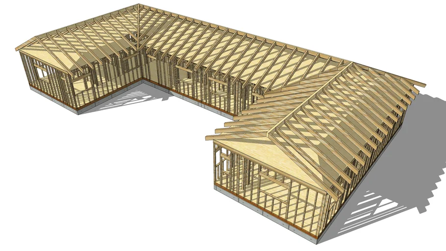 Simple Timber Frame House(U Shaped)