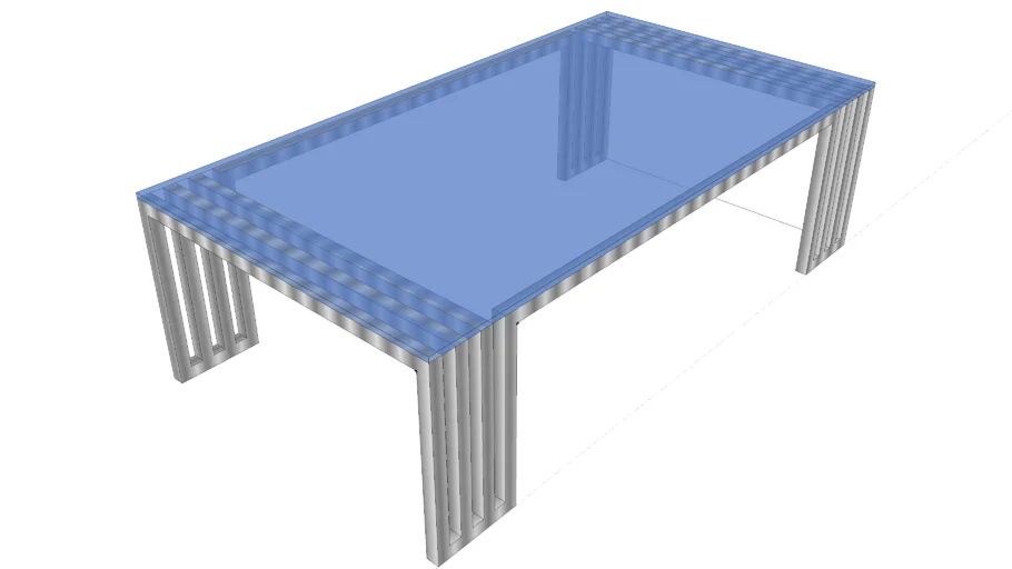MESA DE CENTRO RECTANGULAR EN CROMADO Y VIDRIO