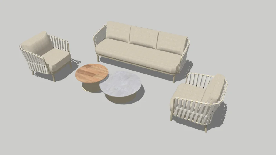 Eva lounge set with Sara set of Coffee tables Latte - Taste 4 Seasons Outdoor