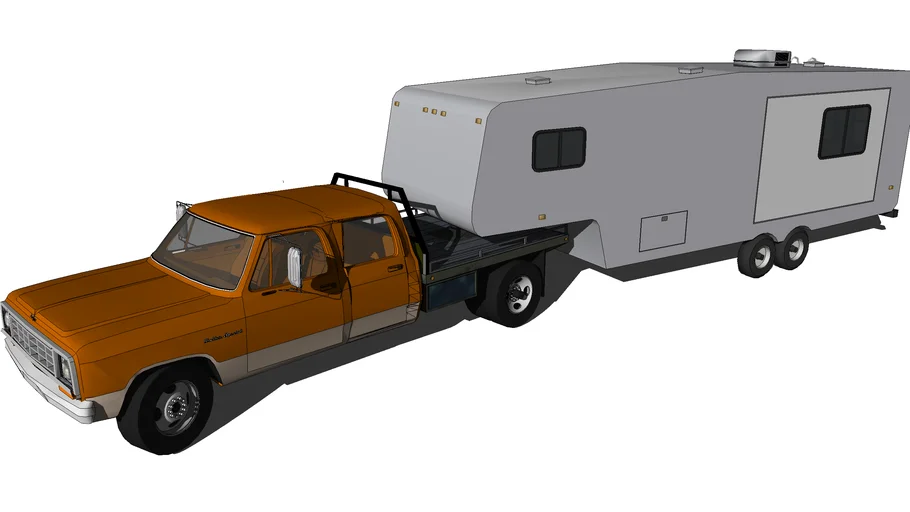 1974 Dodge D300  with 5th wheel camper