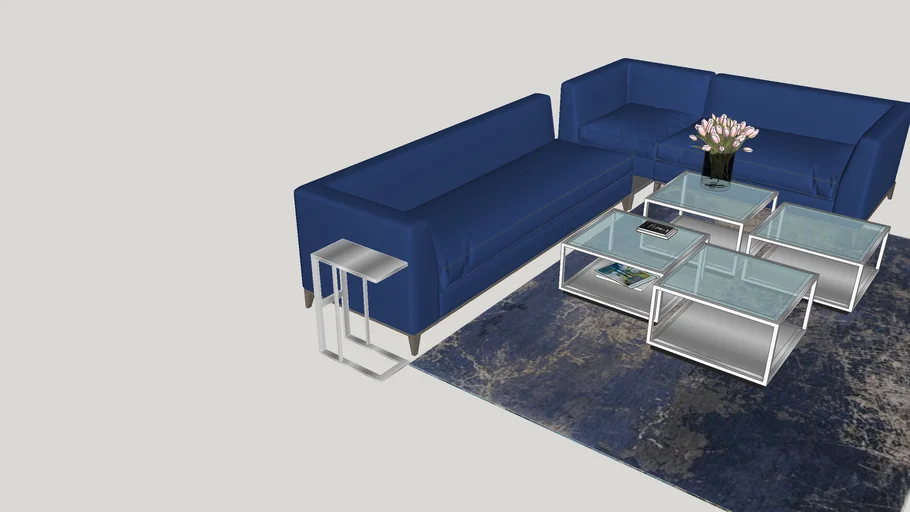 sofa with coffee tables and carpet