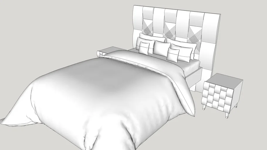 Fendi Bedroom set bed side table 02 - modern contemporary