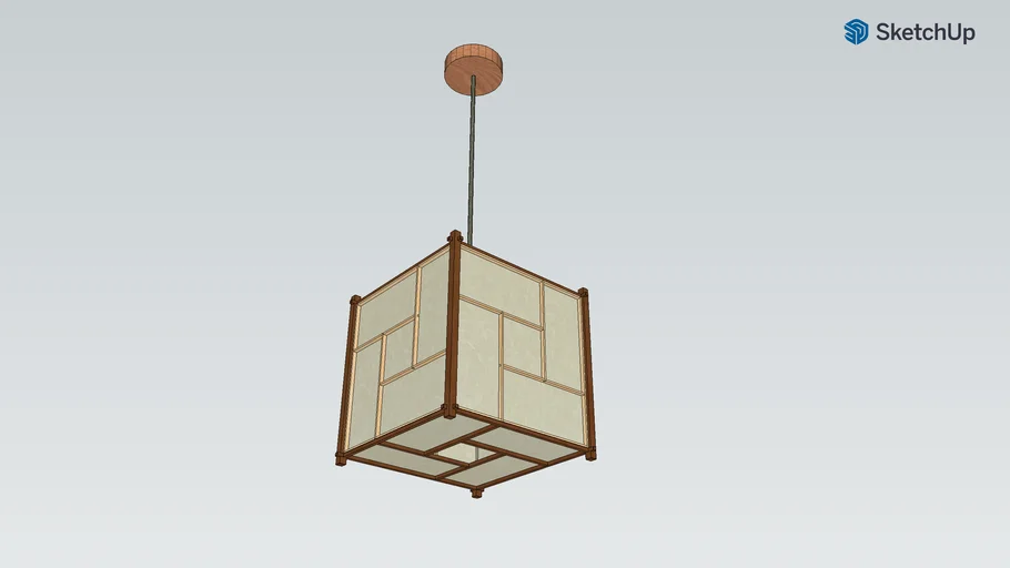 Japanese style wood & rice paper kumiko pendant lamp