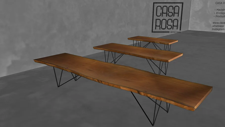 MESA DE JANTAR - BORDA ORGÂNICA E PÉS DE FERRO 4 - CASA ROSA