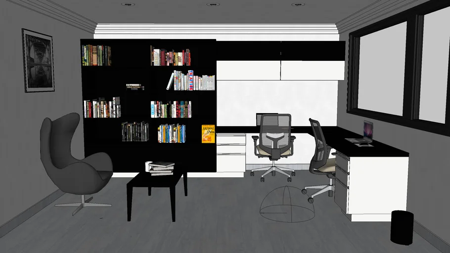 DESK WITH BOOKSHELF
