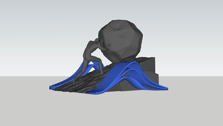 Sisyphus  push rock Greek style sculpture