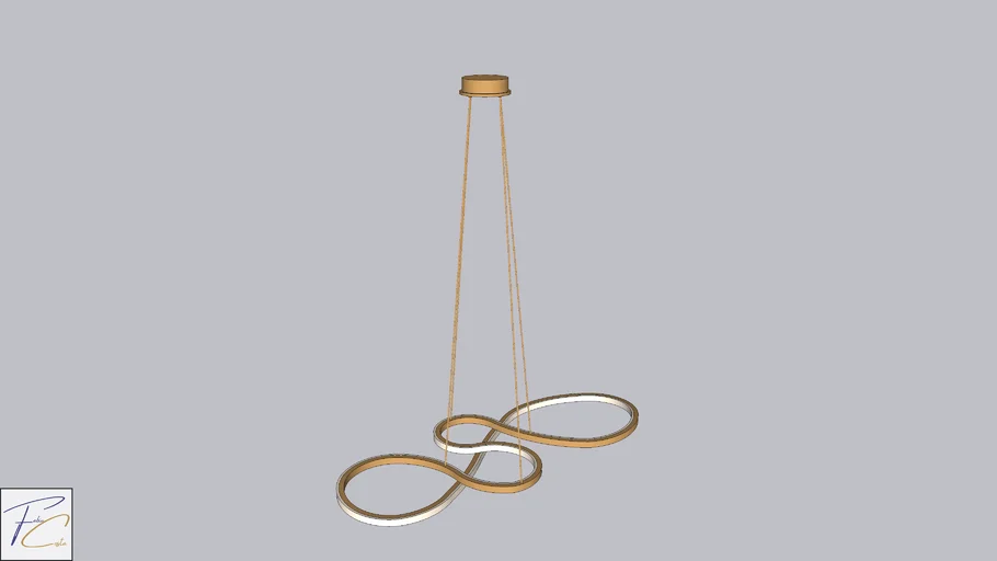Pendente Lustre LED Design Infinito Moderno Dourado