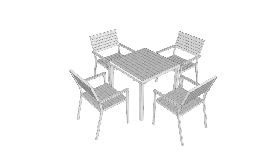 Outdoor plastic wooden tables and chairs