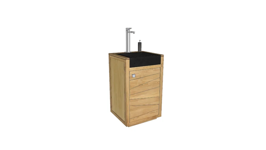Meuble de salle de bain en teck avec vasque KM432 (L:55cm)