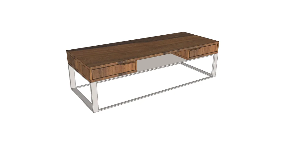 Coffee Table - Rectangular Wood & Chrome