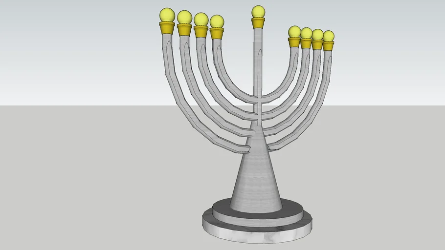 IRender Ready Stainless Steel Menorah with IRender Soft Lights