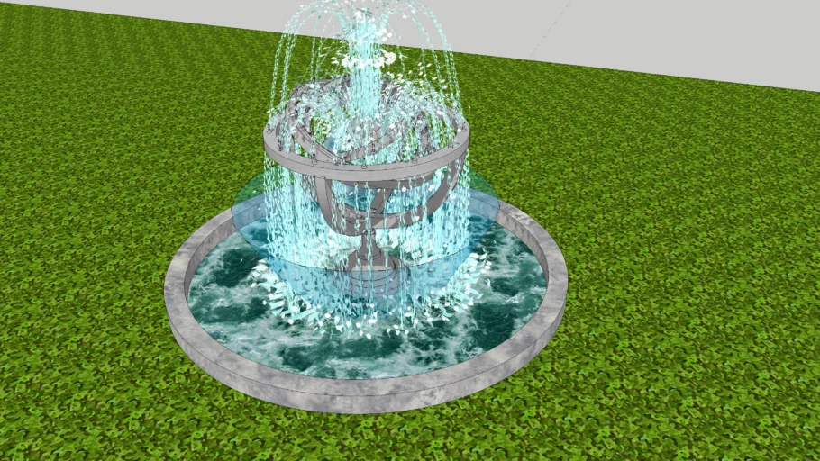 IRender Ready Kinetic Stainless Water Sculpture with Pool and Underwater Lights