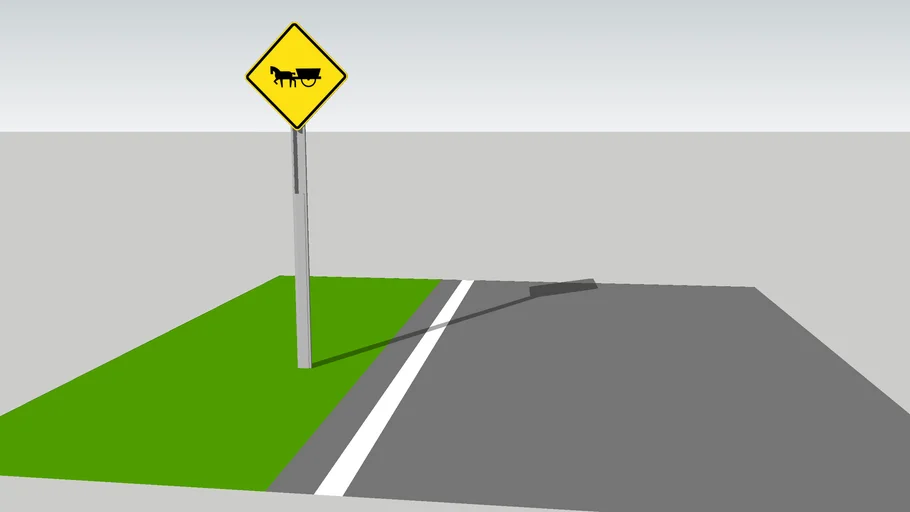 Horse Drawn Vehicles on Road Ahead Sign / Señal Carretelas en la Via
