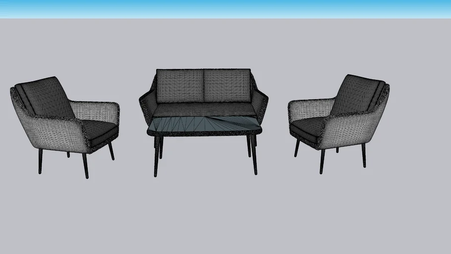 set garden sofa Monza white