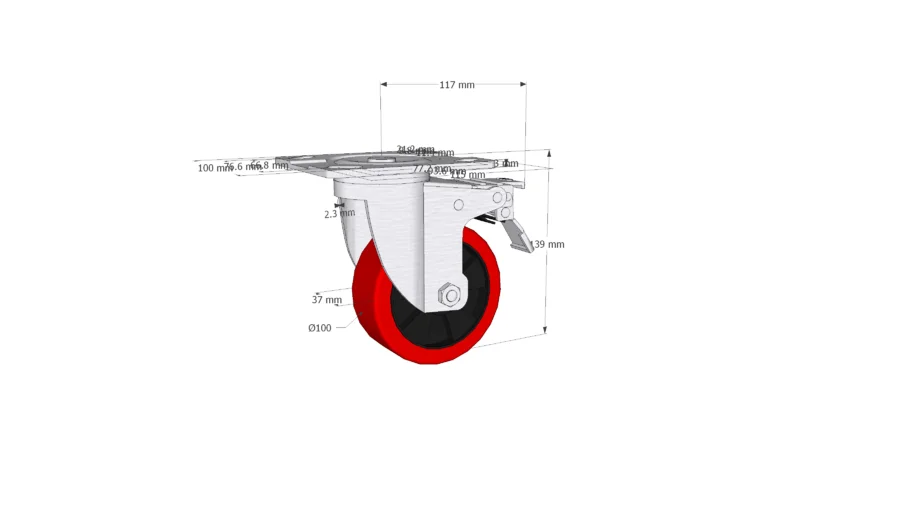Bánh xe đẩy Pleyma PU 4Inch khóa