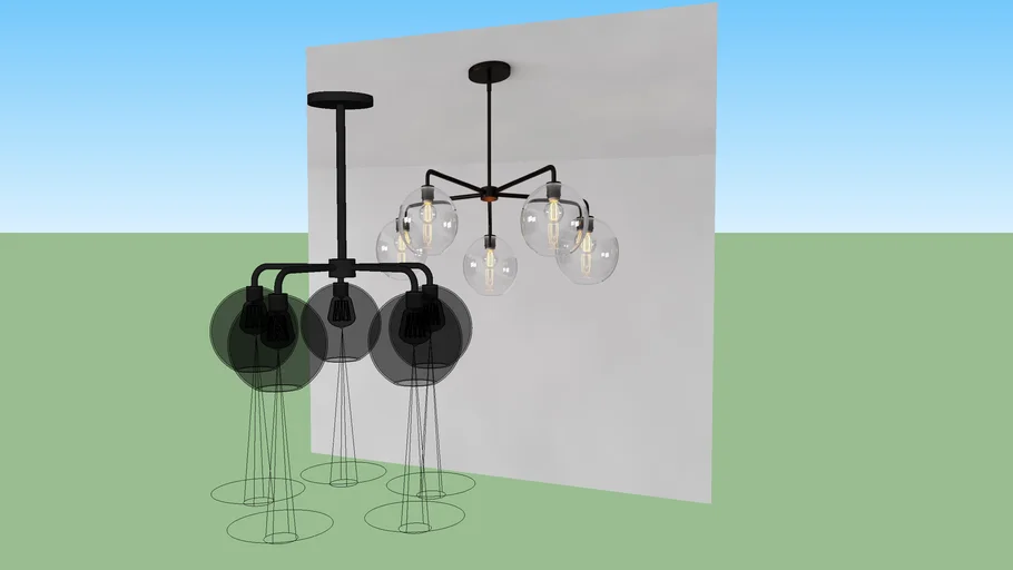 Sculptural Glass 5-Light Globe Chandelier - Clear