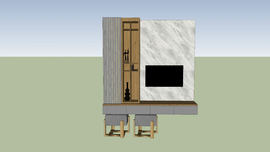 TV Cabinet table with ottoman