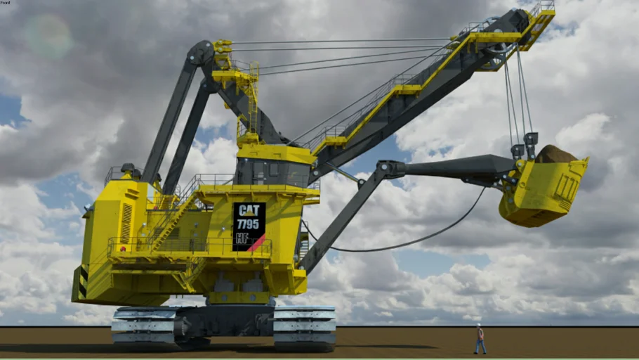 shovel caterpillar 7795   in action