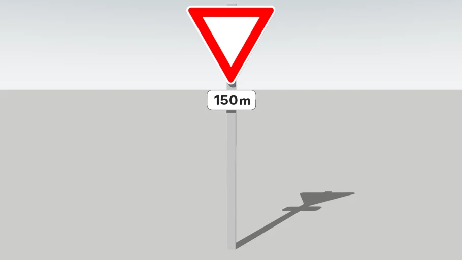 Warning sign - Yield the right-of-way for 150m | 3D Warehouse