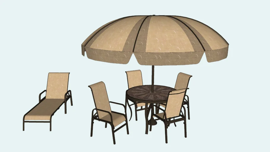Patio Table with Umbrella and Lounge Chair