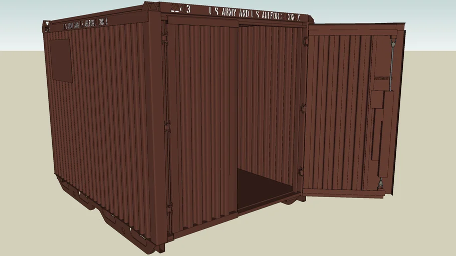 U.S. Army ConEx box — the Vietnam war original container ; fully modelled ; Brown
