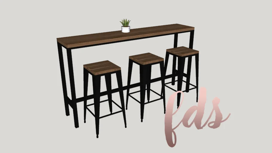 BAR TABLE WITH BAR STOOLS #wooden #industrial #interior #furniture #decor