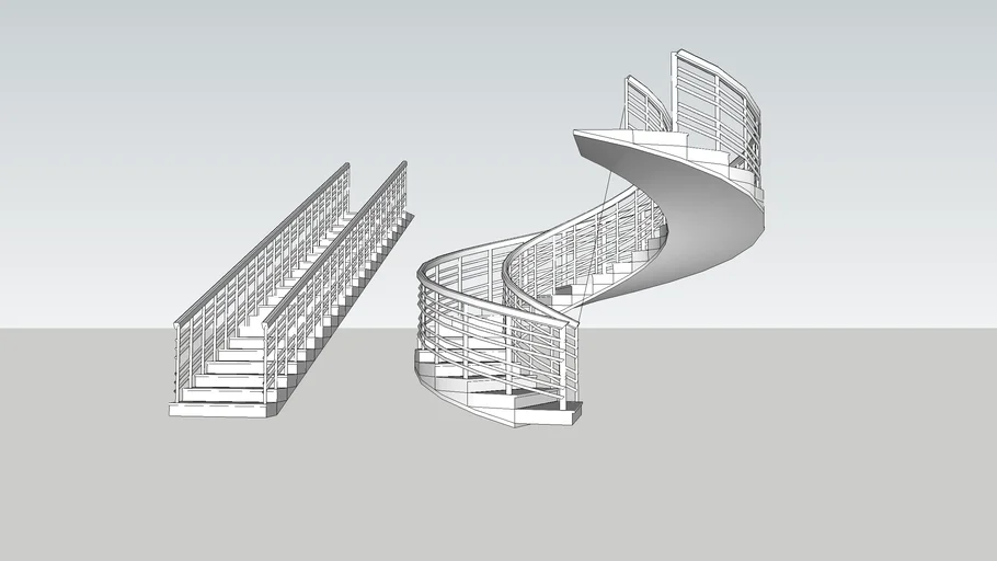 spiral and straight steps with  4 feets width and 10 feets height