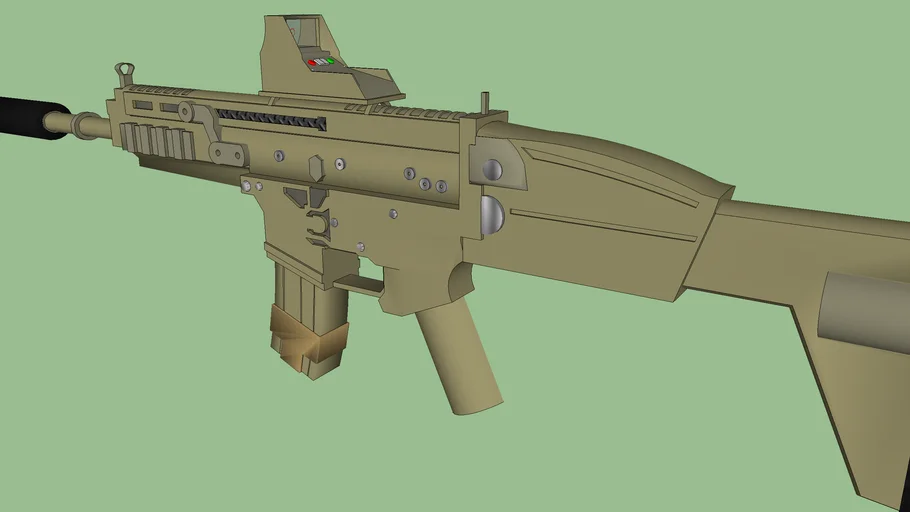 Firearm: SCAR-L custom (silenced, holographic sight)