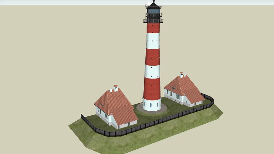 Leuchtturm Westerheversand mit Wärterhäuschen