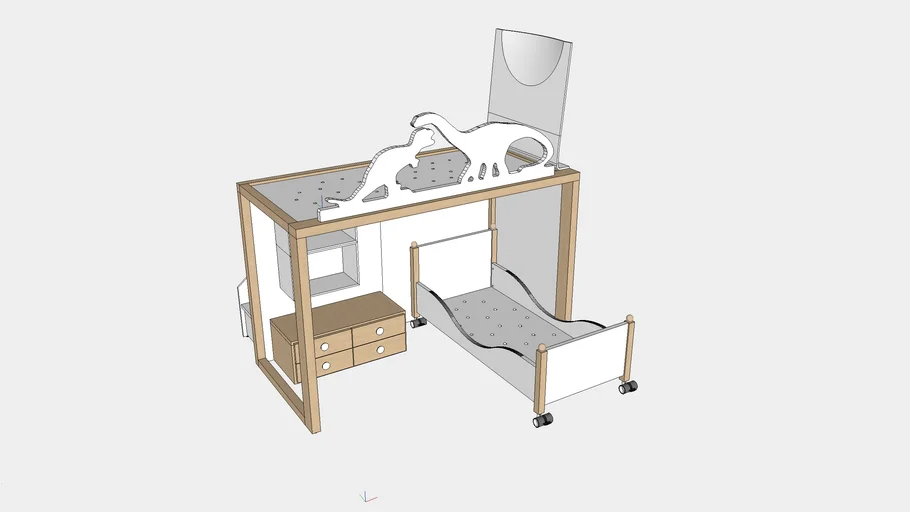 Letto a soppalco con lettino "Montessori"