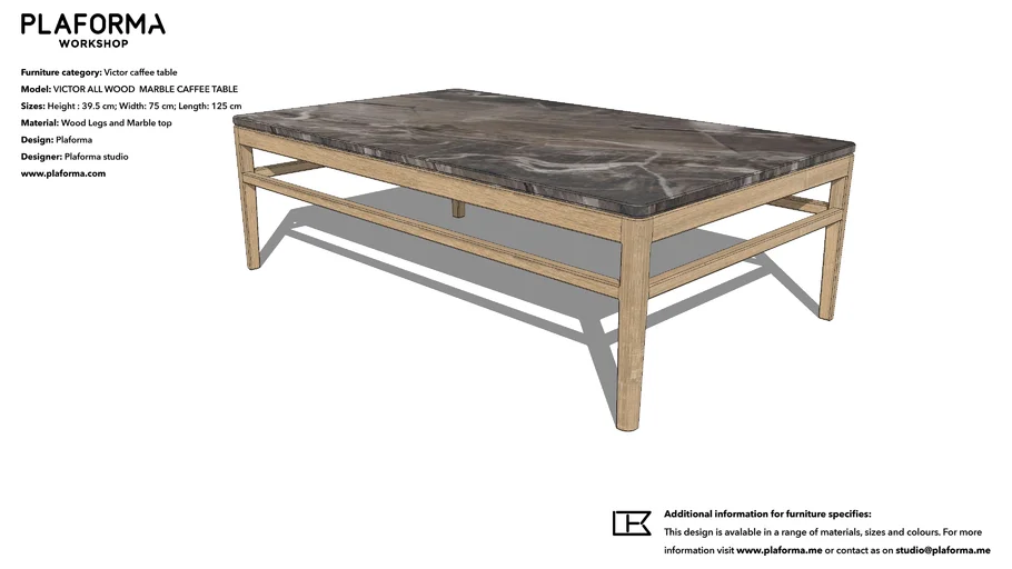 Wood Marble Coffee Table 4 Meja Kopi