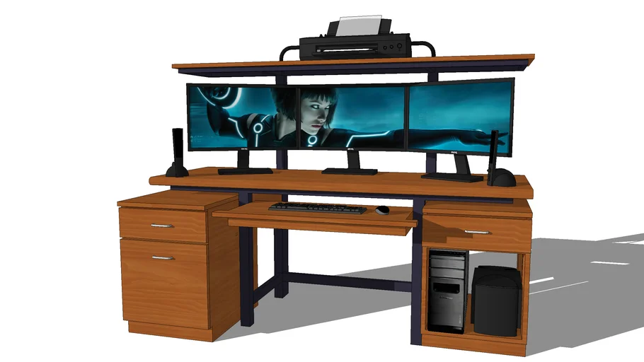Computer Table for Tri Monitors
