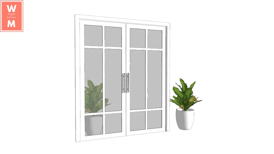Wooden Frame Glass Classic Large French Door
