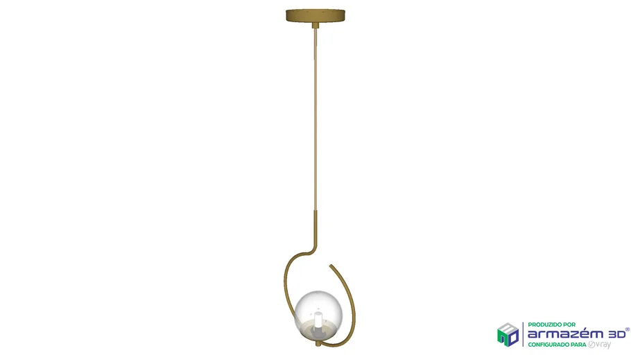 Pendente On Loop Dourado com Globo de Vidro Branco