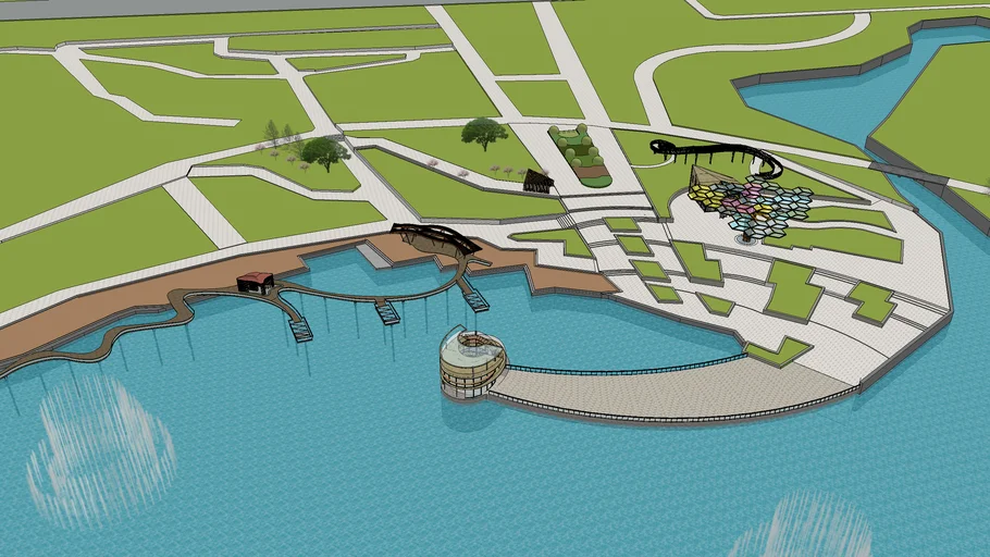 Urban furniture & Landscape design for Longhu Park. Handan City, Hebei Province