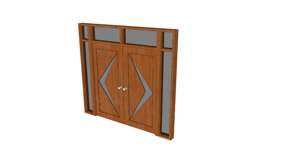 Double Swing Door with Glass Panel