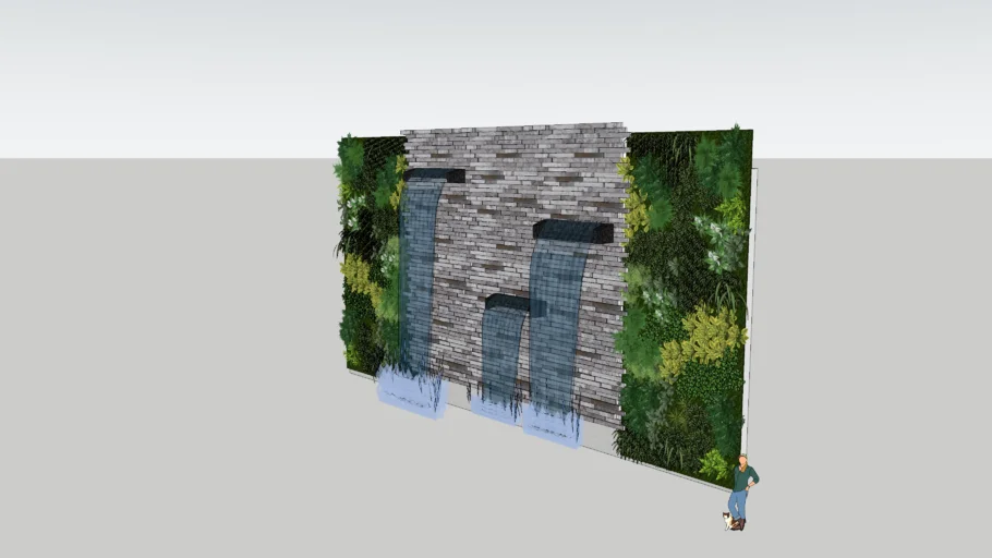 Fountain wall with Plants 