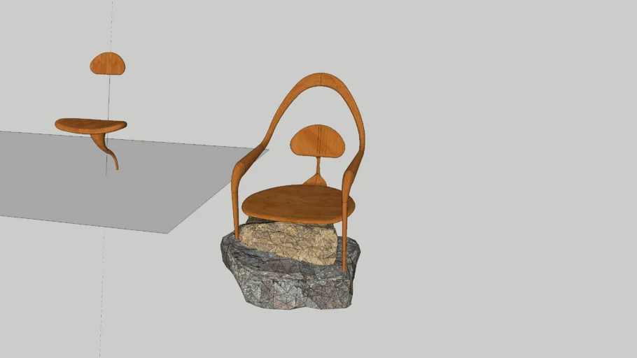SINUOUS ARCH-WOOD AND STONE CHAIR- INSPIRED BY OSCAR NEIMEYER 