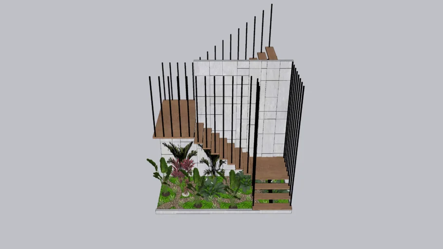 ESCALERA EN U + JARDIN INTERIOR